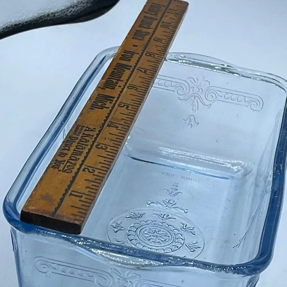 Vintage Fire King Philbe glass loaf pan Sapphire Blue. 1940’s lots of air bubble